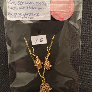 Hand protection set for kids gold plated ear rings and necklace