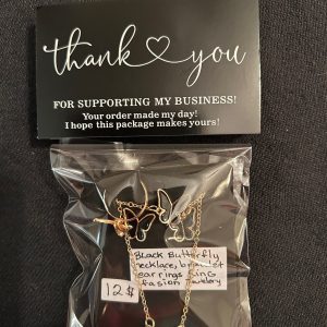 Black butterfly fashion jewellery necklace,ring,bracelet,earrings,