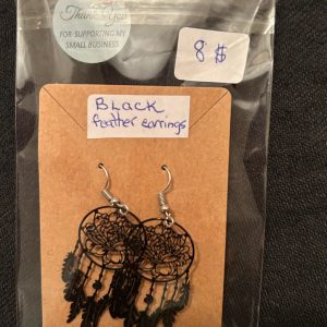 Black feather ear rings